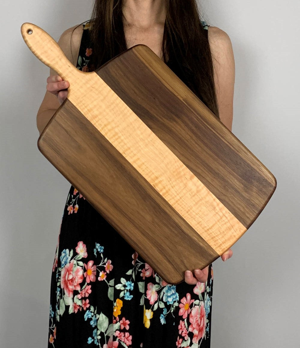 Maple and Walnut with Handle Cutting Board