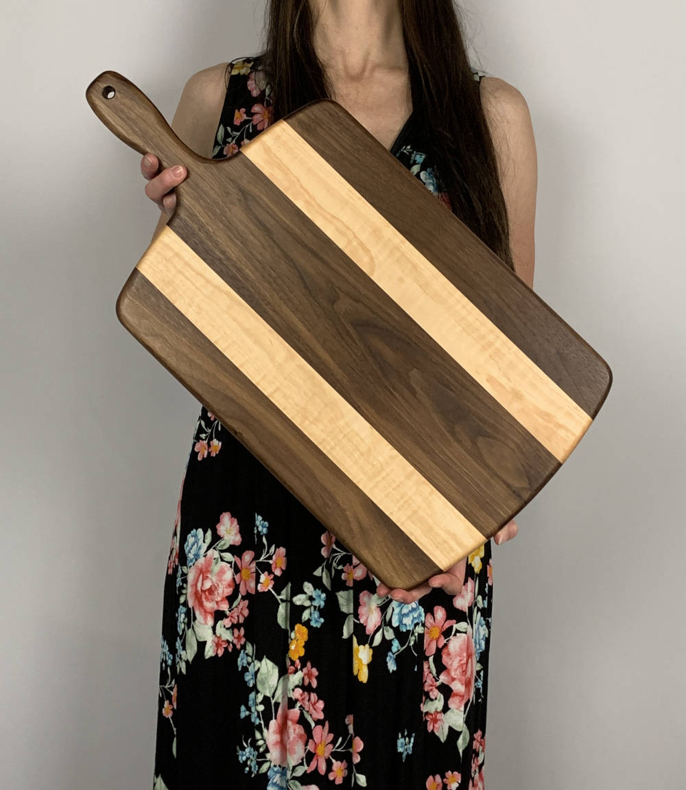 Black Walnut and Tiger Maple Charcuterie Board (24x12) – Shape of Yew