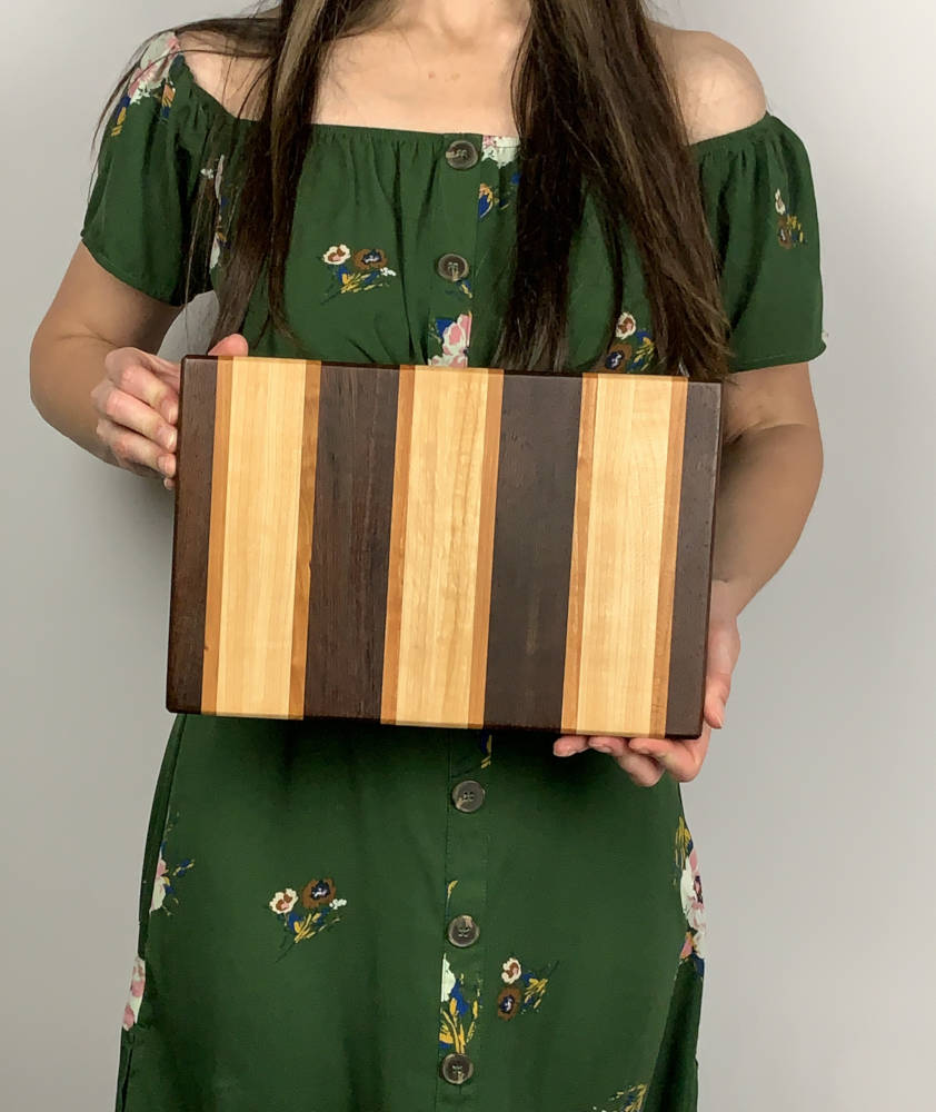 Walnut, Cherry and Maple Cutting Board (18x12) - Shape of Yew