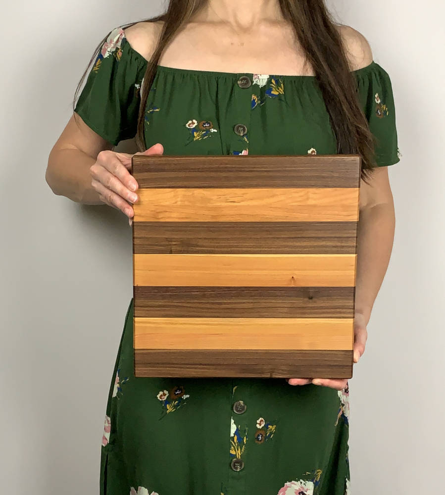 Black Walnut and Hard Maple Cutting Board (18x12) - Shape of Yew
